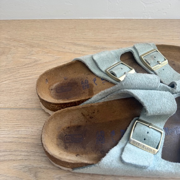 Birkenstock Blue Arizona Double Strap Suede Leather Sandals - Picture 3 of 7